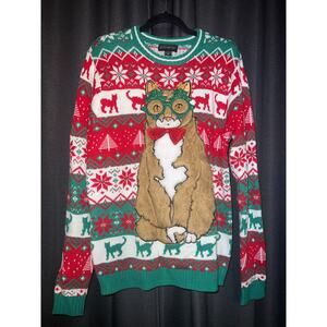 Ugly Christmas Sweater Xmas Size Medium Cat